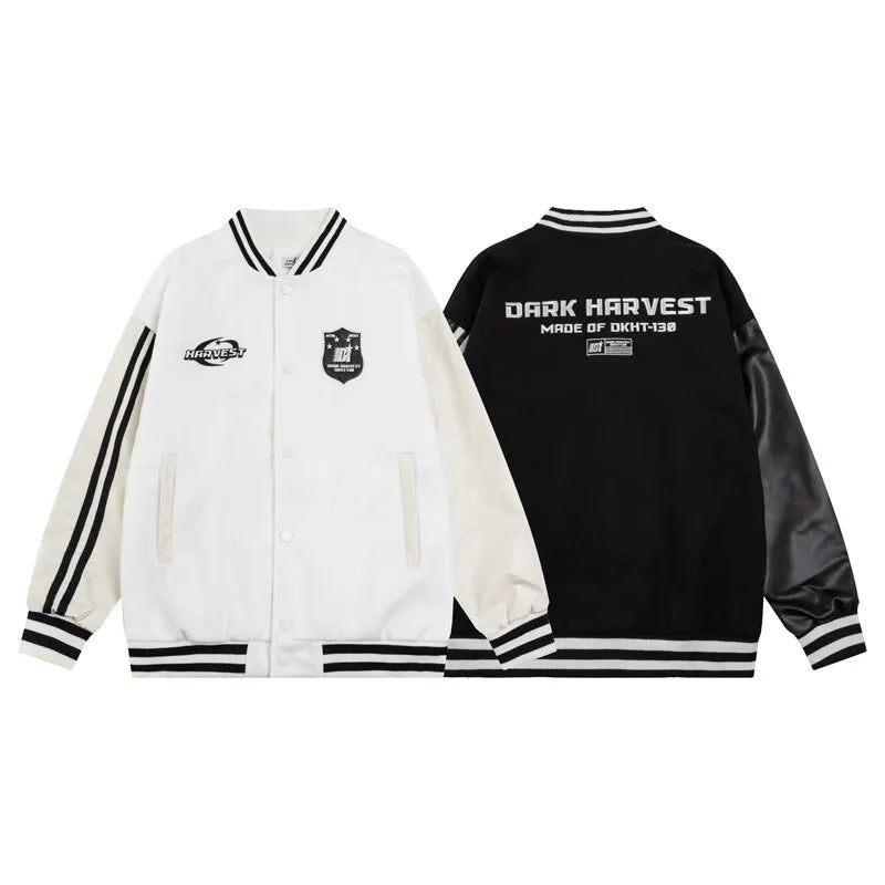 Vintage Letter Patchwork Element Baseball Jacket for Men