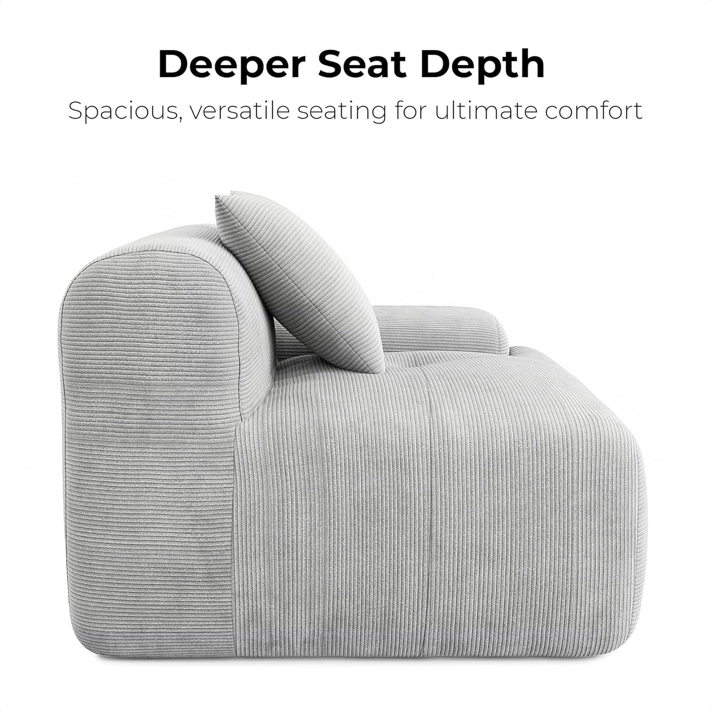 118 Inch L Shaped Modular Sofa with Ottoman Corduroy Beige