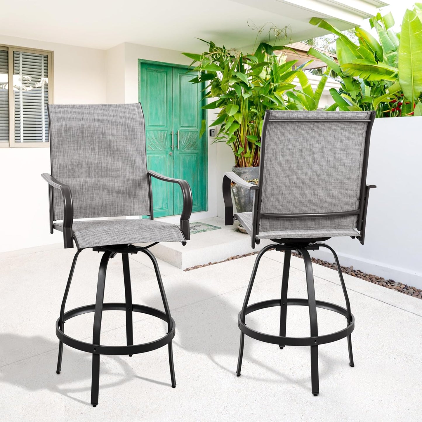 2 Piece Outdoor Patio Swivel Bar Chairs