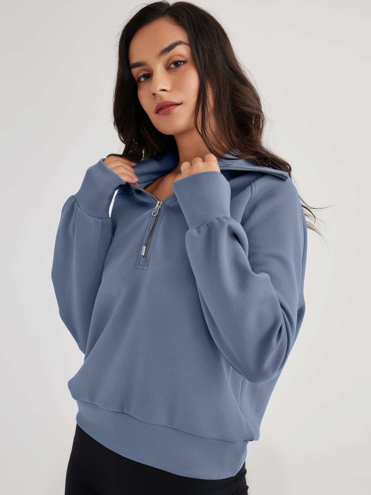 Womens Oversized Sweatshirts Half Zip Pullover Long