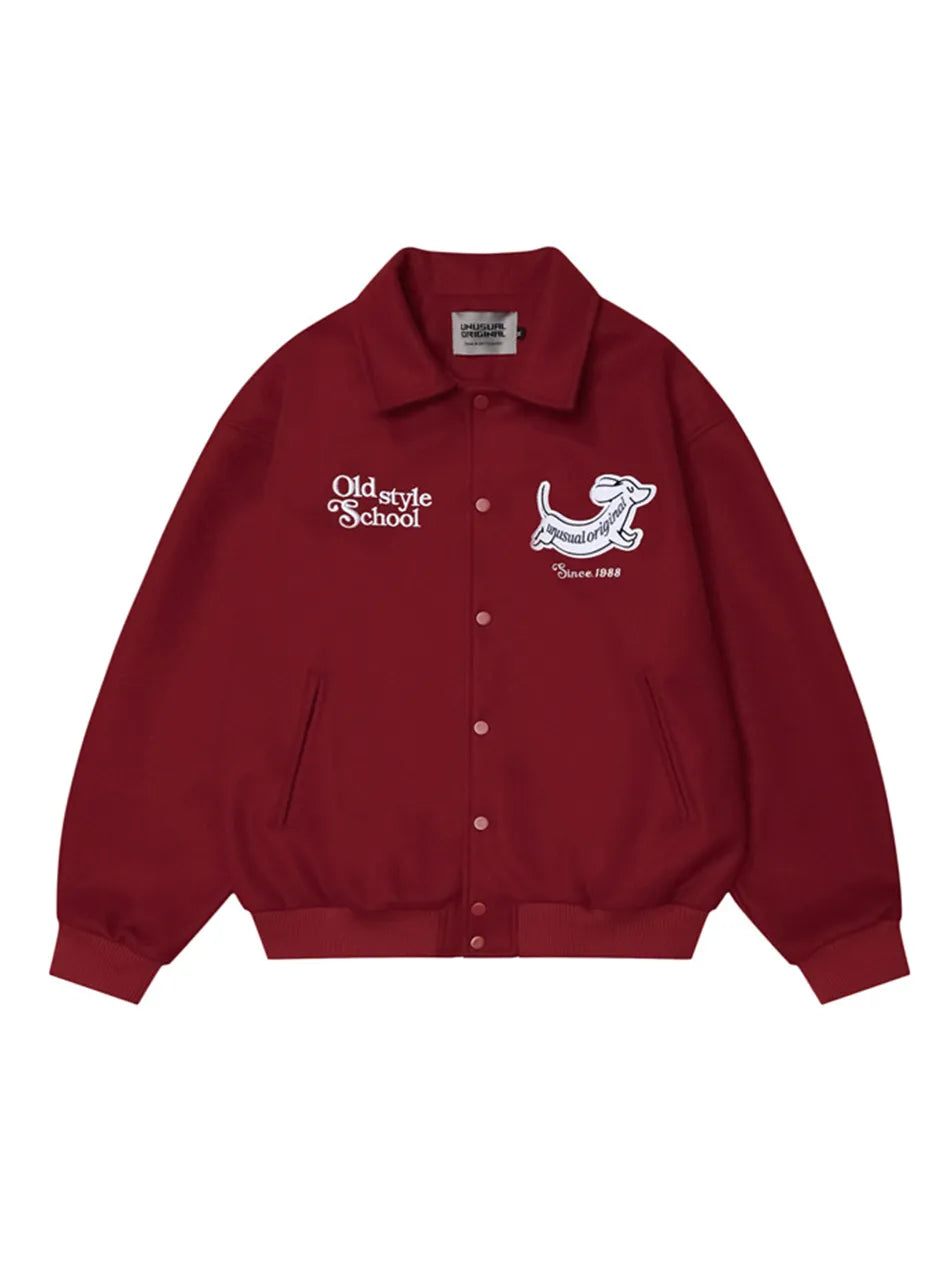 Puppy Embroidery Stick Polo Jacket For Man