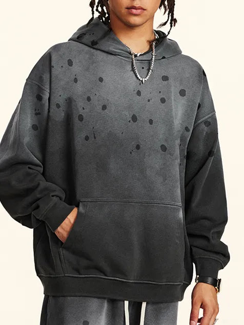410g Wash Old Dotted Cotton Hoodie