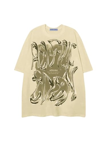 Metalic Graphic Tees Men Y2k Oversized T Shirts Women Vintage Tees Unisex Summer Tops