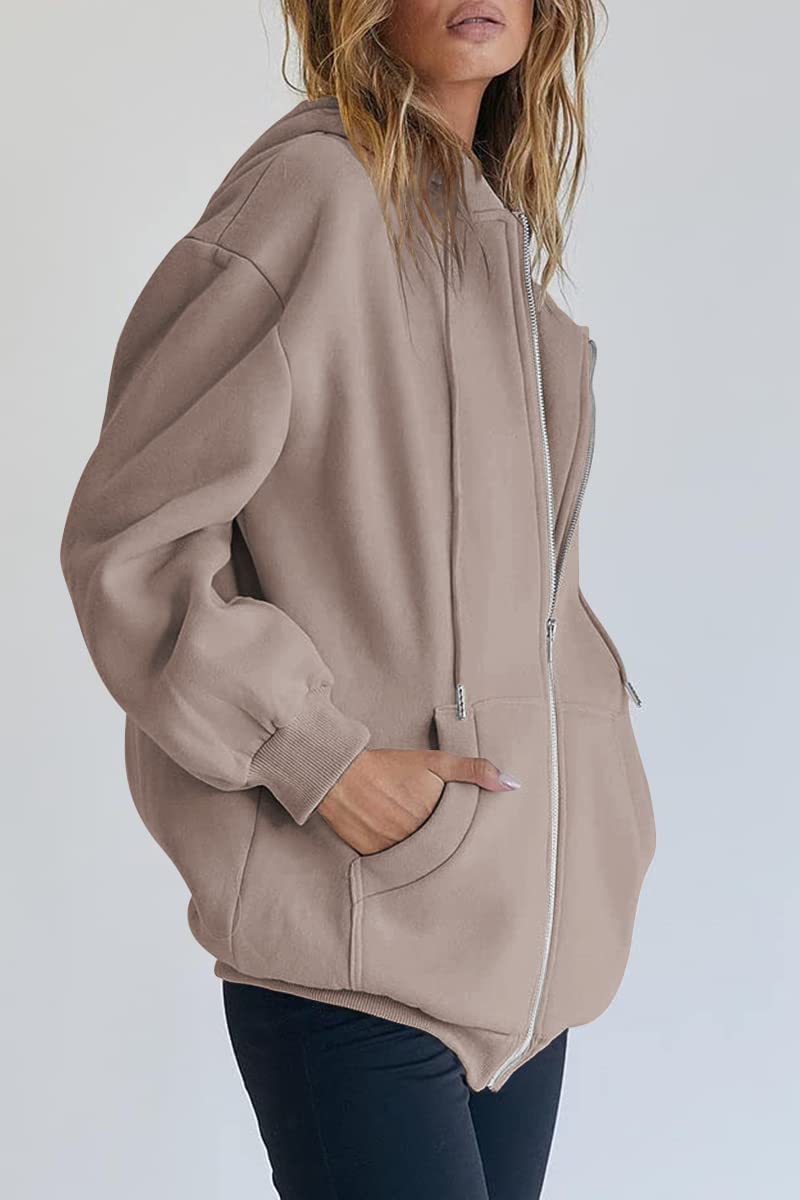 Womens Zip Up Hoodies Long Sleeve Fall Oversized Sweatshirts