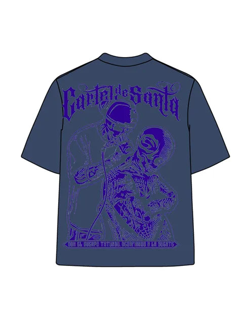 270g Bone Purple Back Santa Printed Cotton Printed Wash Old T-shirt