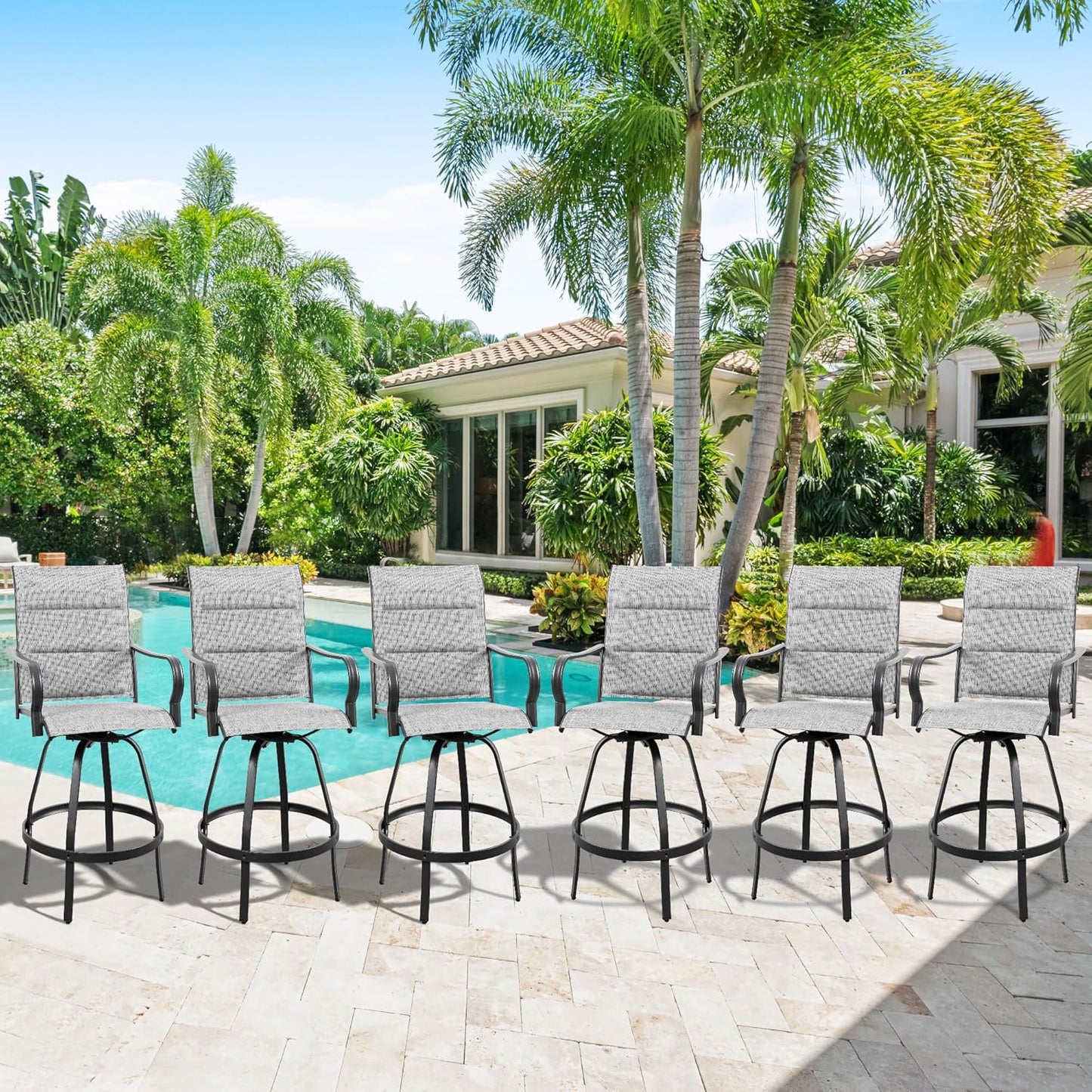 2 Piece Outdoor Patio Swivel Bar Chairs