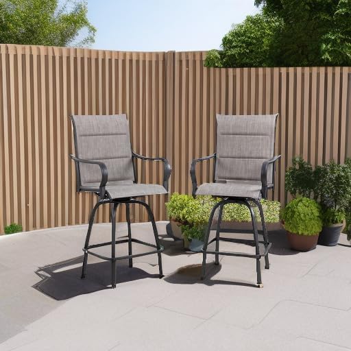 2 Piece Outdoor Patio Swivel Bar Chairs