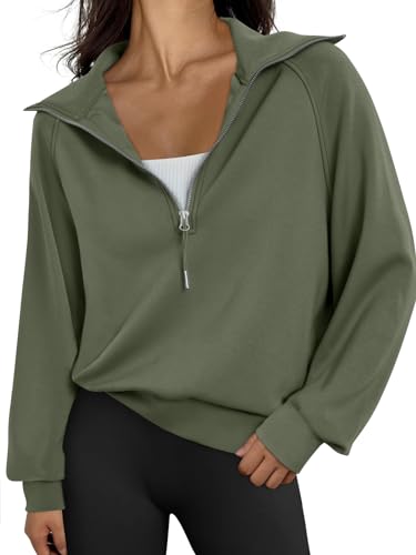 Womens Oversized Sweatshirts Half Zip Pullover Long