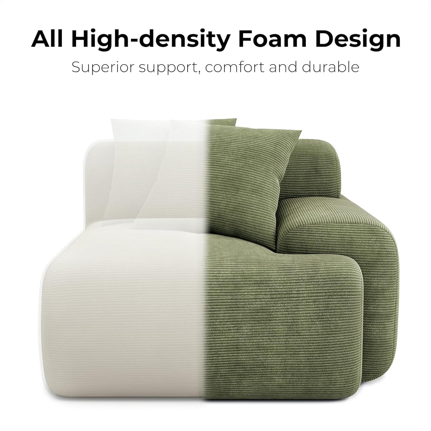 118 Inch L Shaped Modular Sofa with Ottoman Corduroy Beige