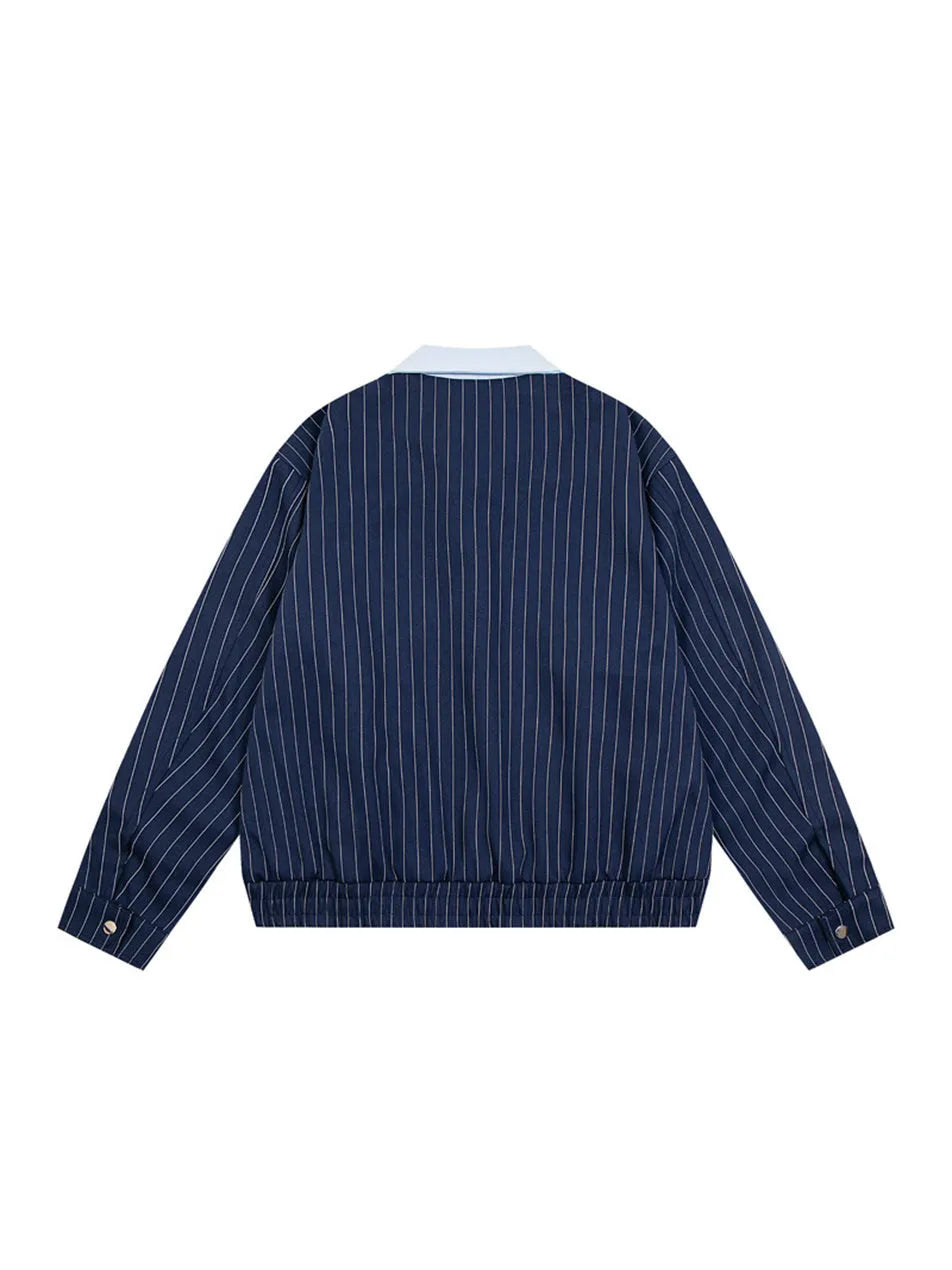 Striped Patchwork Baseball Jacket for Women