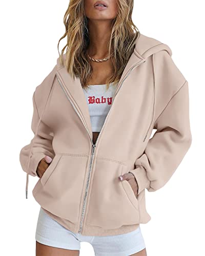 Womens Zip Up Hoodies Long Sleeve Fall Oversized Sweatshirts