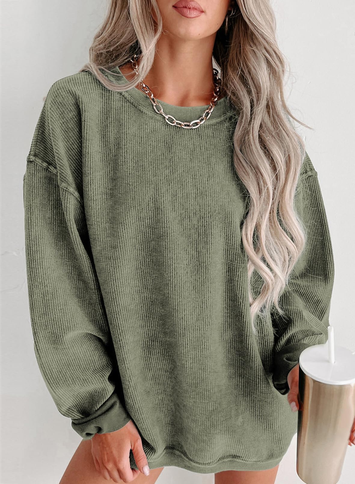 Women Casual Oversized Long Sleeve Crewneck Sweatshirts