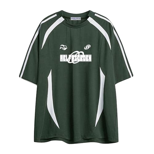 Oversized T Shirt Men 90s Shirt Unisex Streetwear Contrast Color Graphic Tees