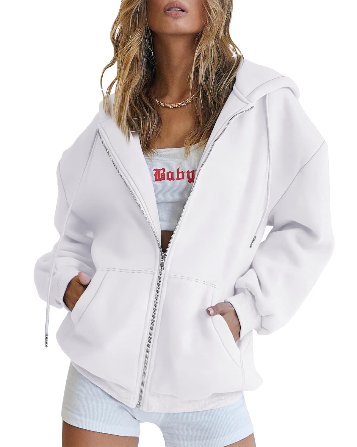 Womens Zip Up Hoodies Long Sleeve Fall Oversized Sweatshirts