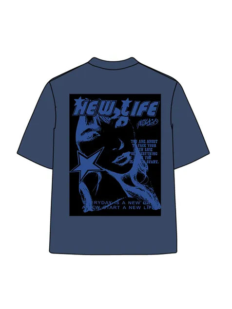 270g Cotton Animation Girl Stars Wash Old T-shirt