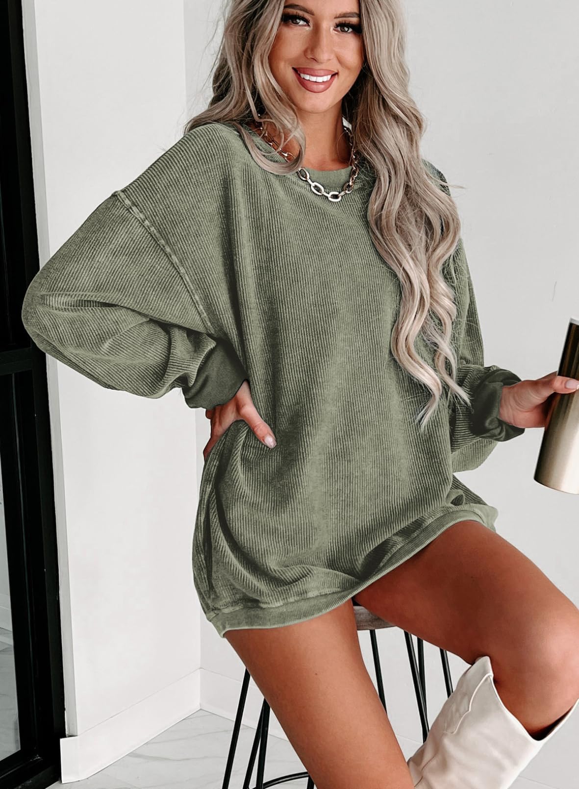 Women Casual Oversized Long Sleeve Crewneck Sweatshirts