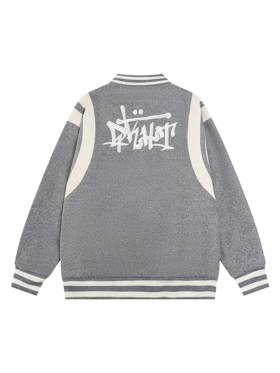PU Leather Embroidered Baseball Jacket for Men