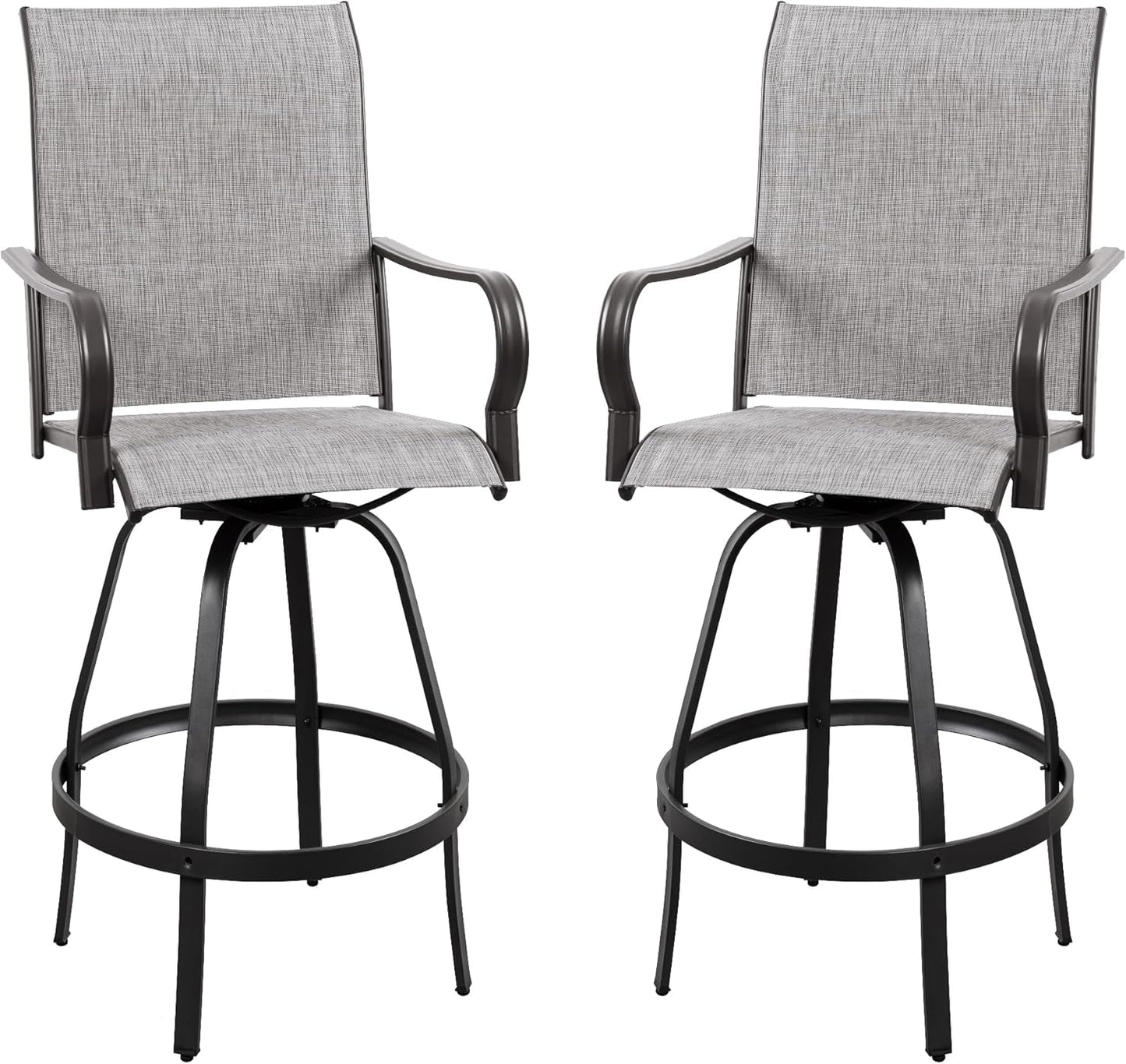 2 Piece Outdoor Patio Swivel Bar Chairs