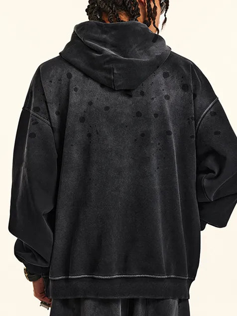 410g Wash Old Dotted Cotton Hoodie