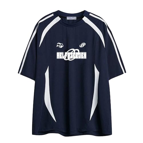 Oversized T Shirt Men 90s Shirt Unisex Streetwear Contrast Color Graphic Tees