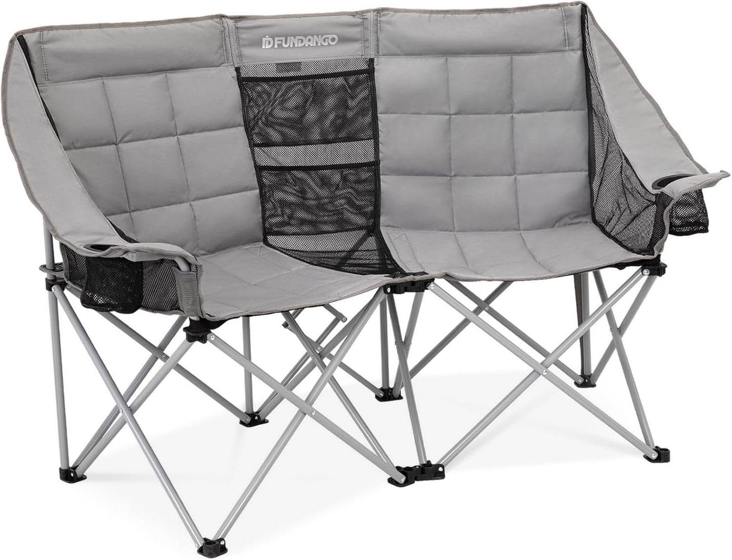 2-Person Folding Camping Chair with Cooler Oversized