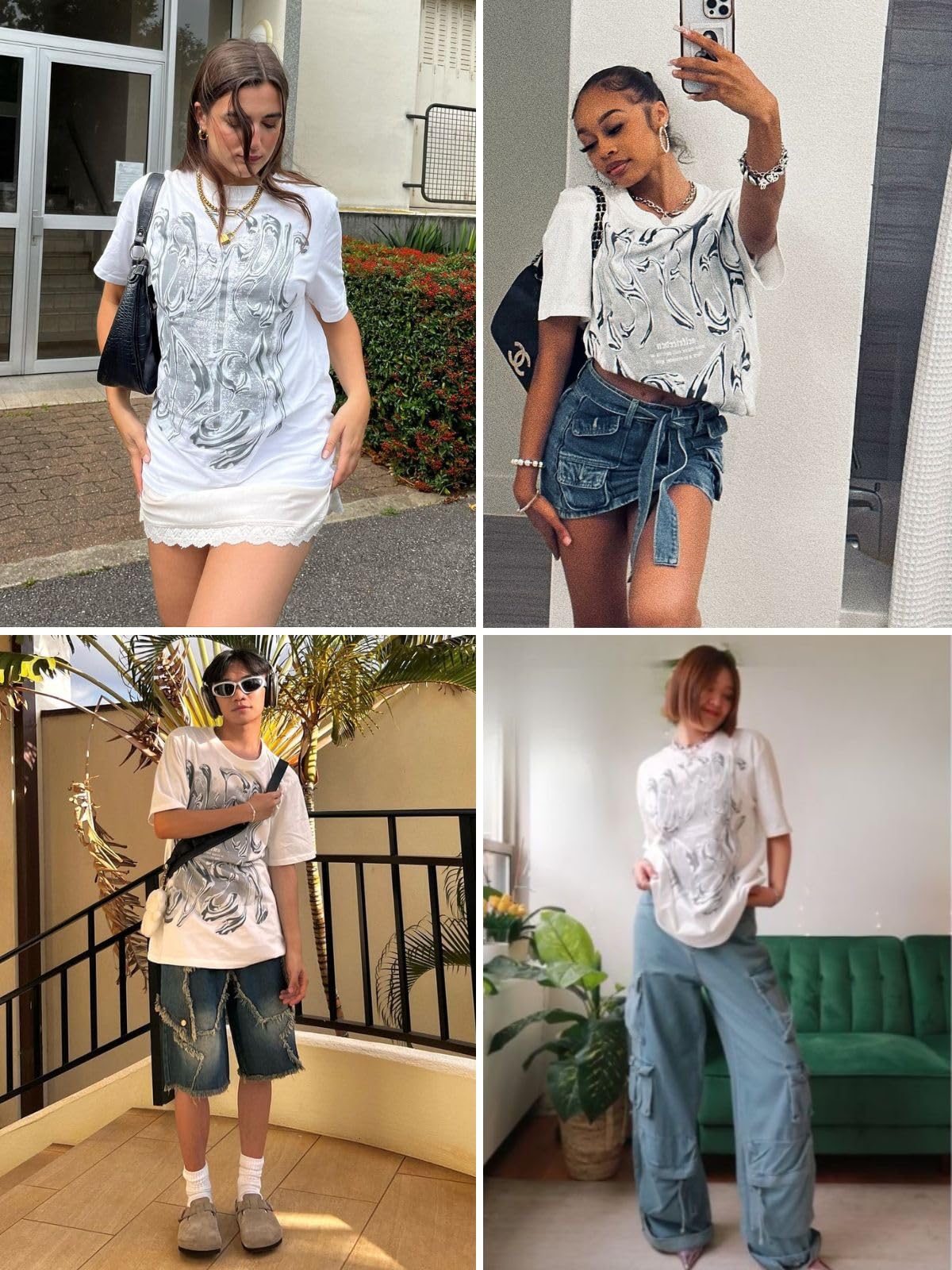 Metalic Graphic Tees Men Y2k Oversized T Shirts Women Vintage Tees Unisex Summer Tops