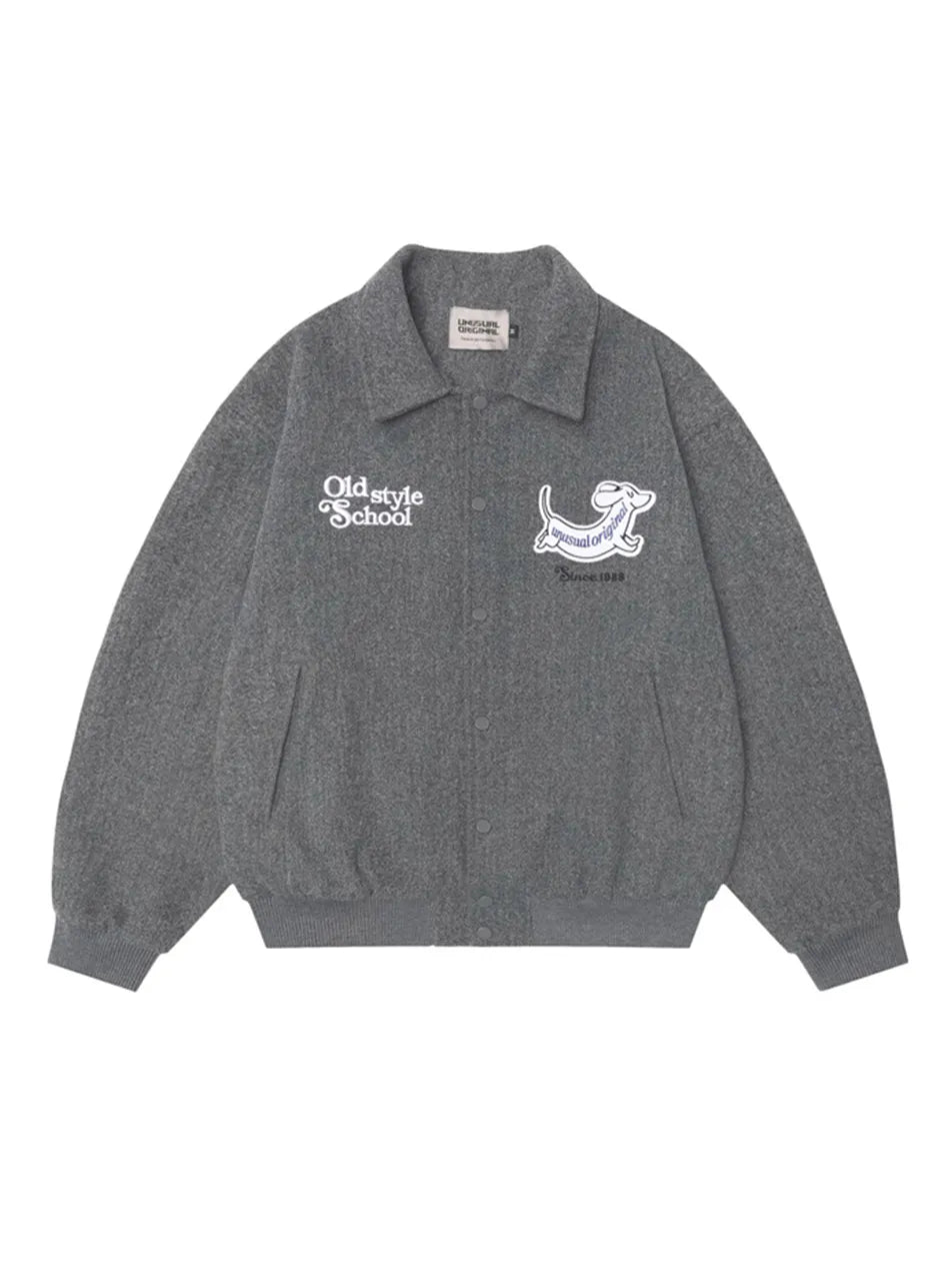 Puppy Embroidery Stick Polo Jacket For Man