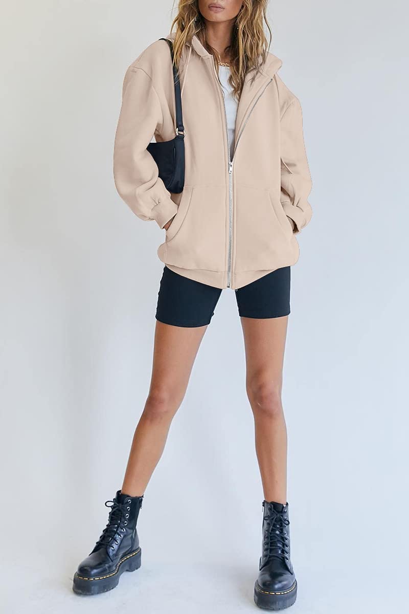 Womens Zip Up Hoodies Long Sleeve Fall Oversized Sweatshirts