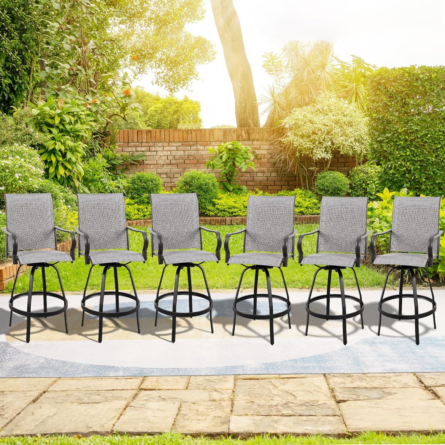 2 Piece Outdoor Patio Swivel Bar Chairs