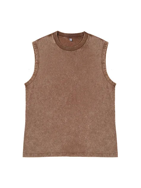 230g Cotton Love Mom Back Printed Wash Old Sleeveless T-shirt for Mom