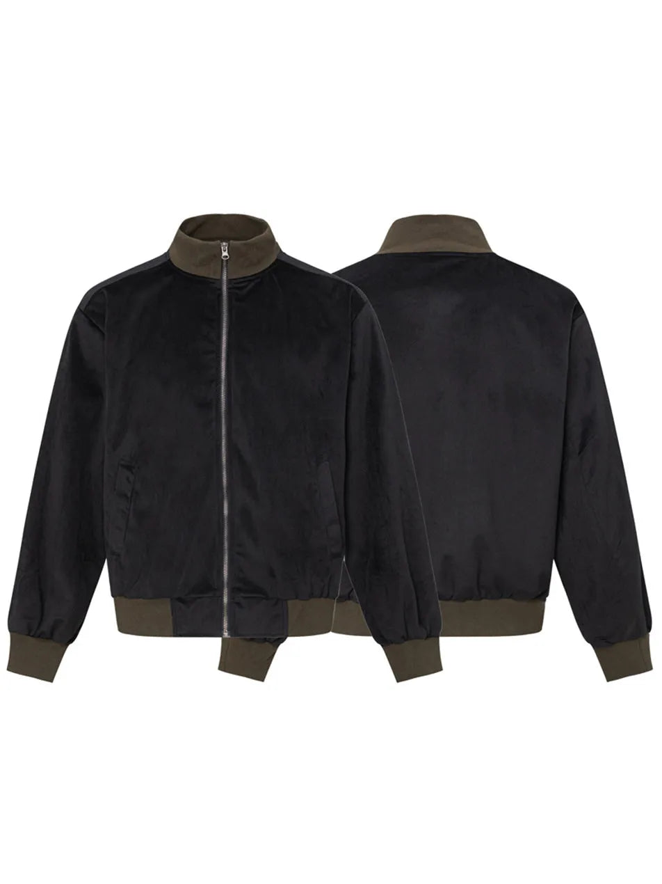 Color Contrast Zipper Stand-up Collar Jacket for Men