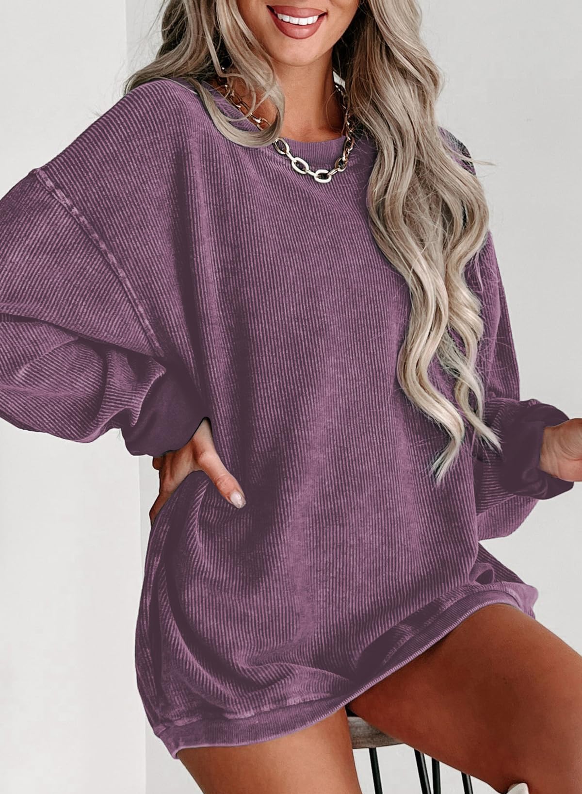 Women Casual Oversized Long Sleeve Crewneck Sweatshirts