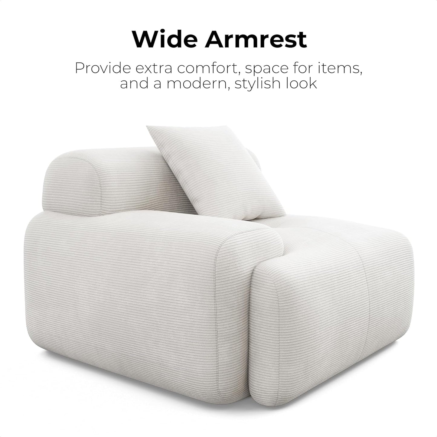 118 Inch L Shaped Modular Sofa with Ottoman Corduroy Beige