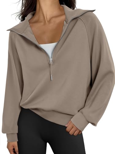 Womens Oversized Sweatshirts Half Zip Pullover Long