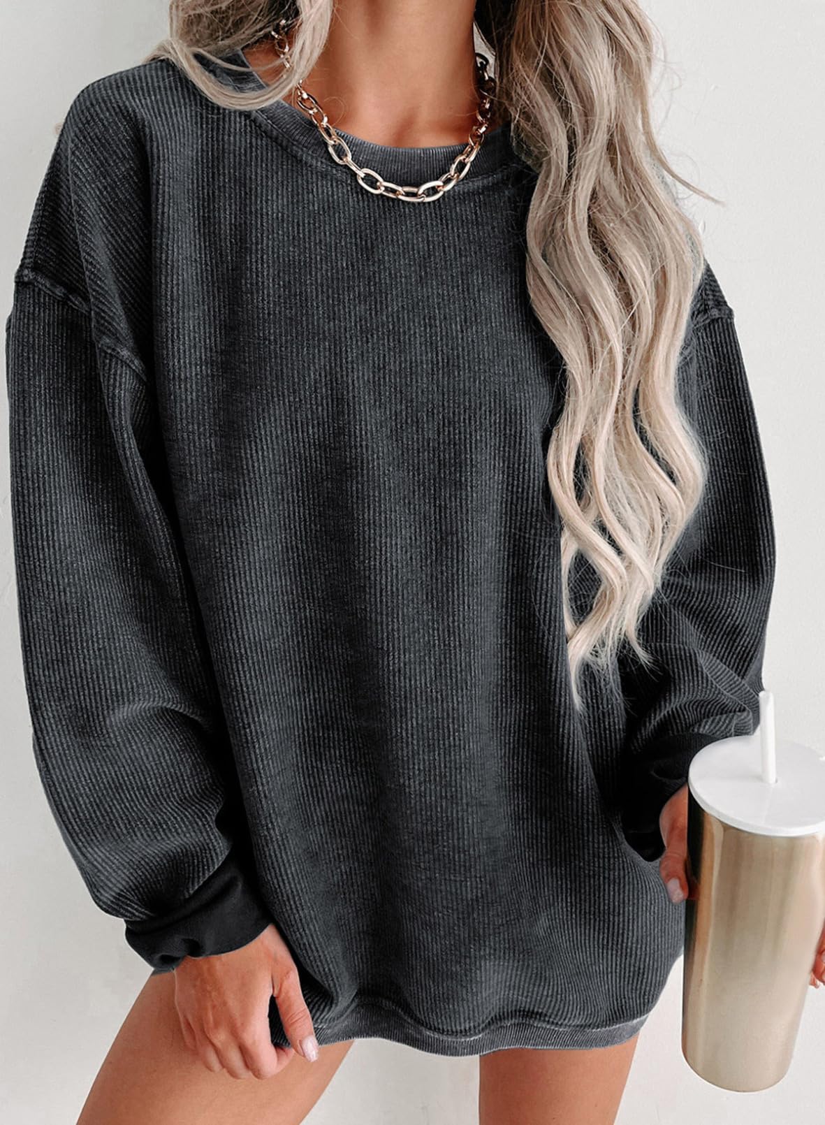 Women Casual Oversized Long Sleeve Crewneck Sweatshirts