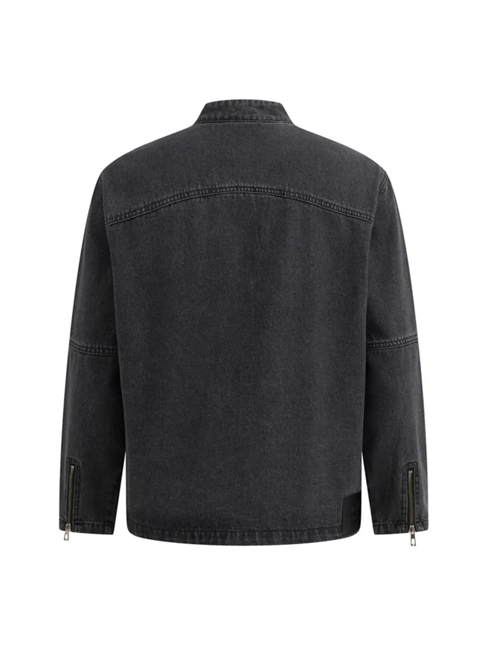 Motorcycle Deconstructed Patchwork Denim Jacket for Men