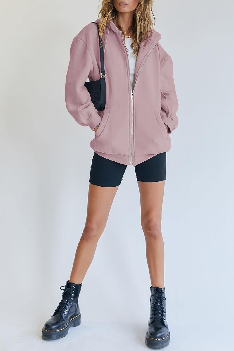 Womens Zip Up Hoodies Long Sleeve Fall Oversized Sweatshirts
