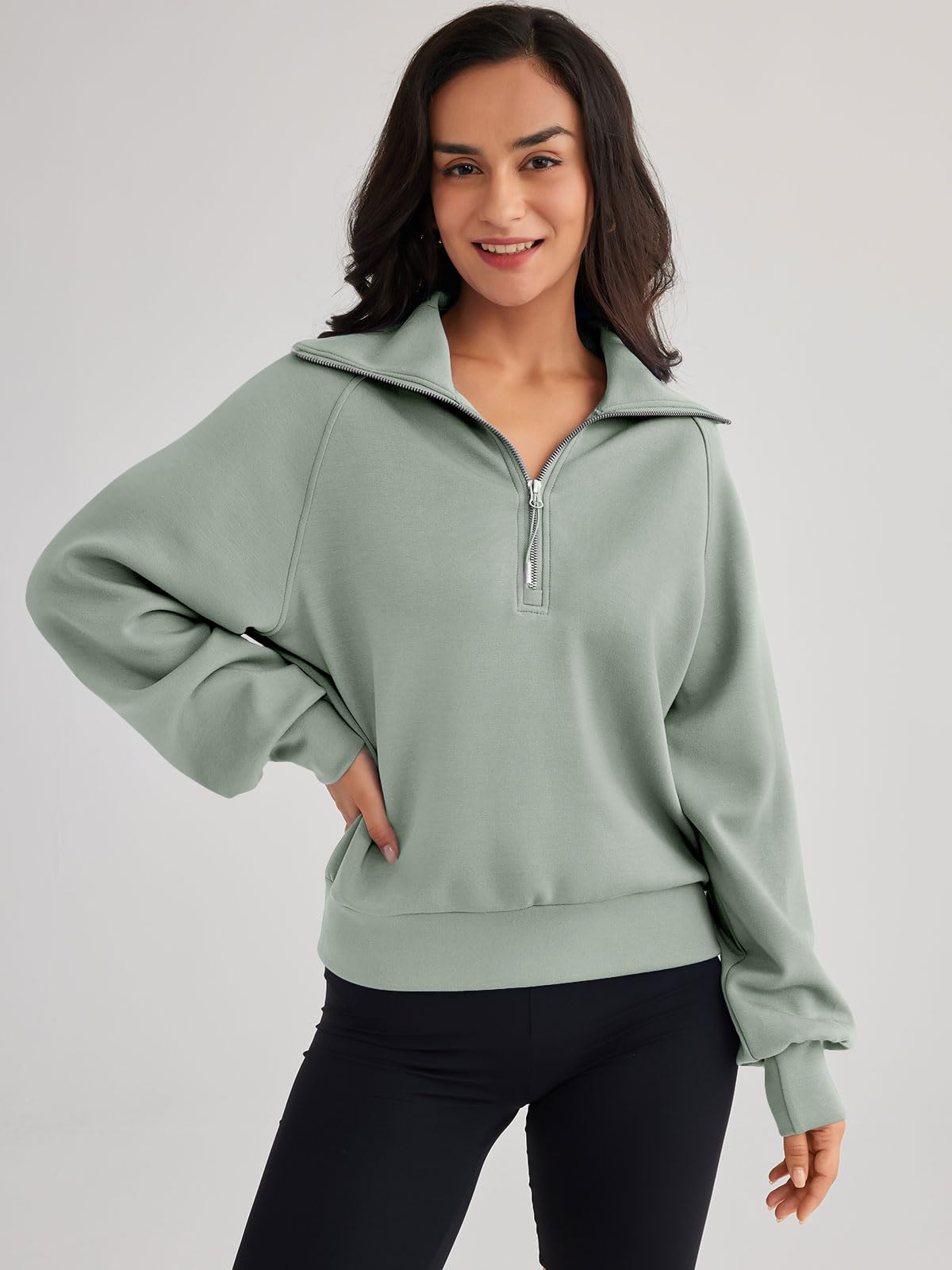 Womens Oversized Sweatshirts Half Zip Pullover Long
