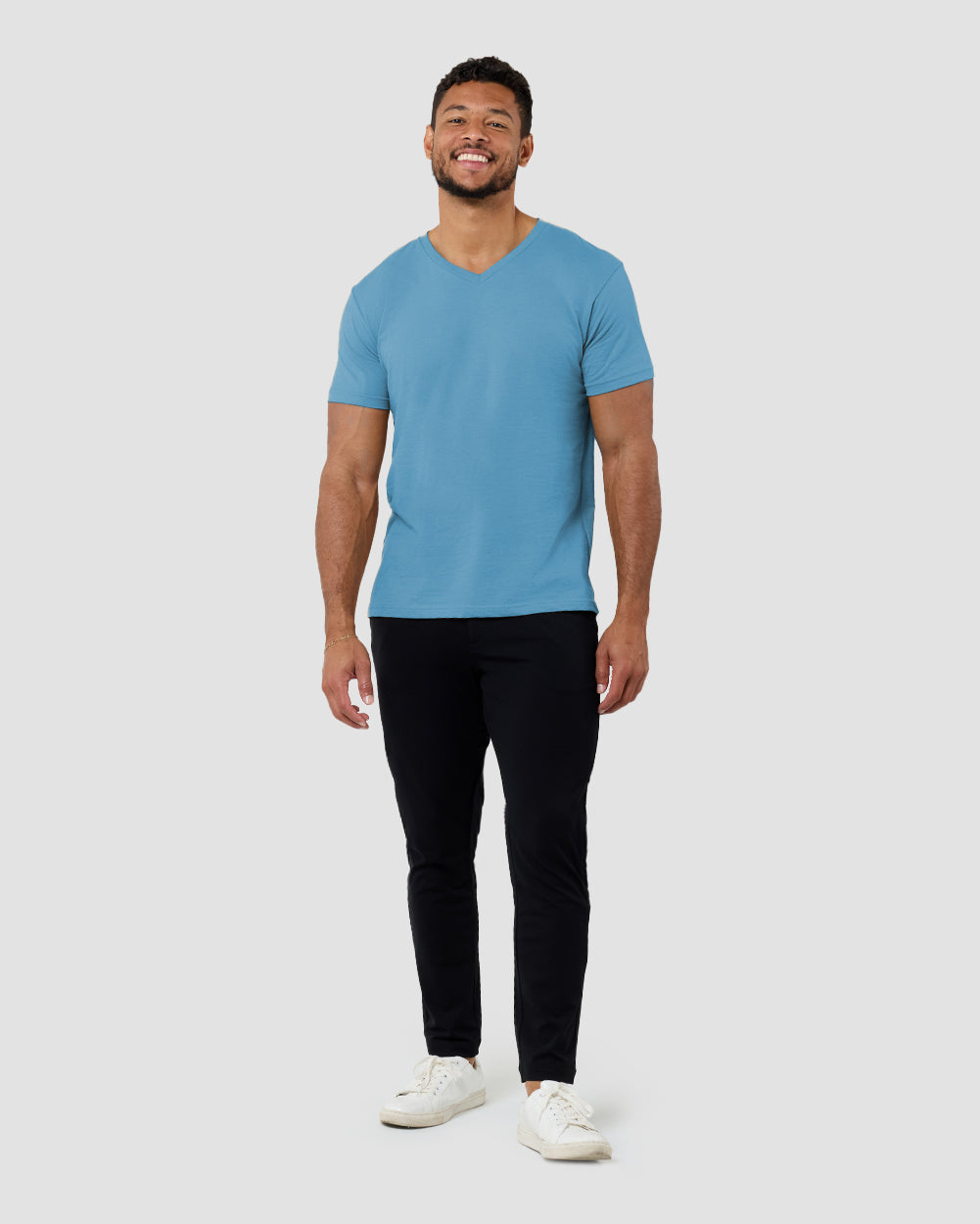 V-Neck Tee Cotton Black T-shirt for Men