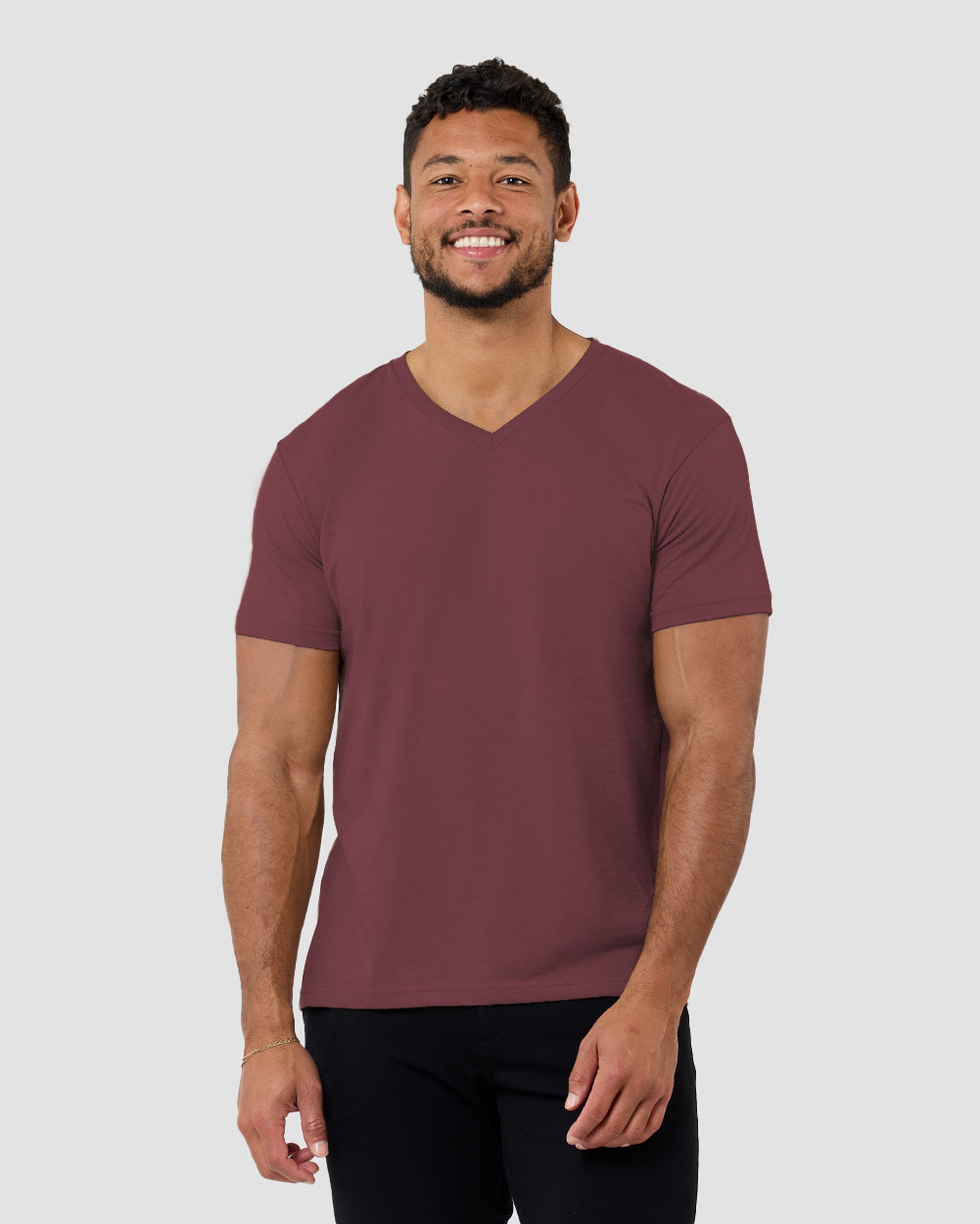 V-Neck Tee Cotton Black T-shirt for Men