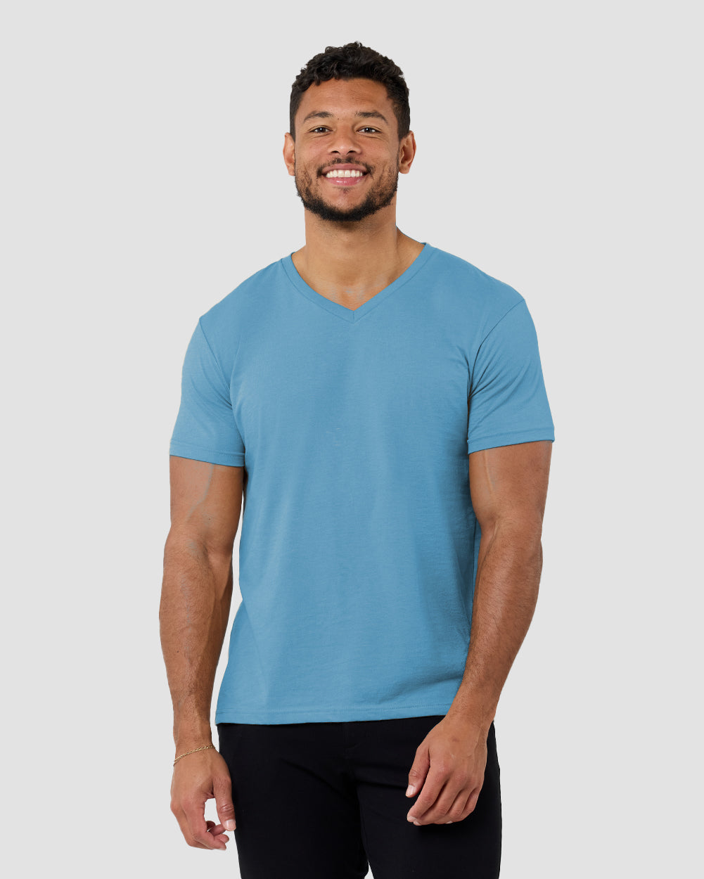 V-Neck Tee Cotton Black T-shirt for Men