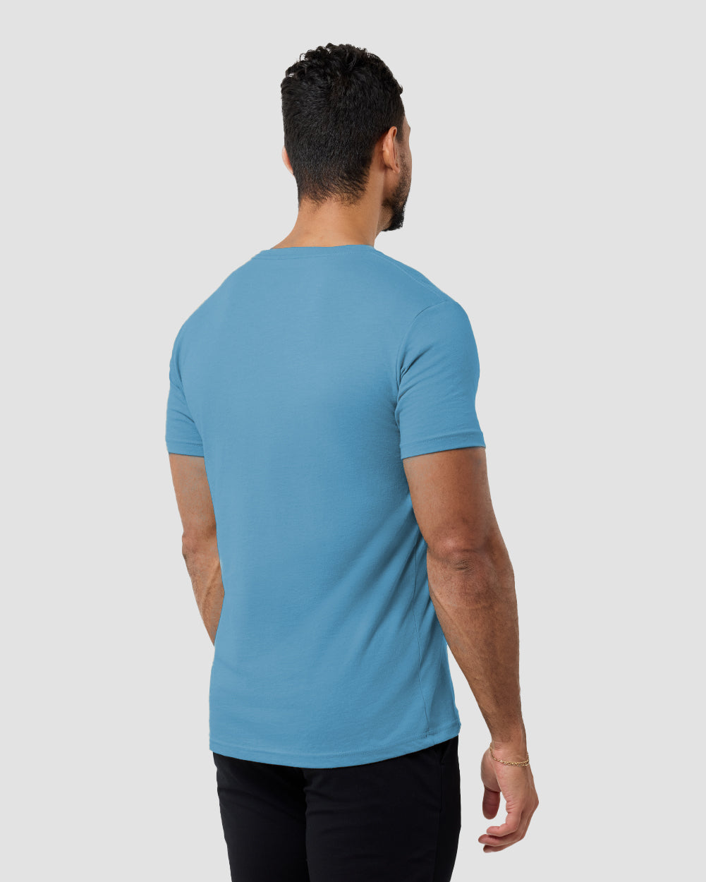 V-Neck Tee Cotton Black T-shirt for Men