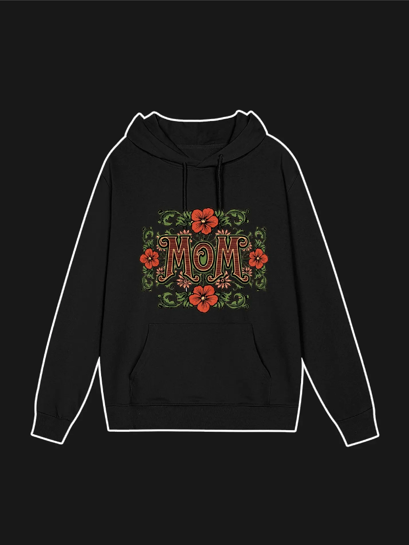 Retro Floral Graphic Hoodie For Mom