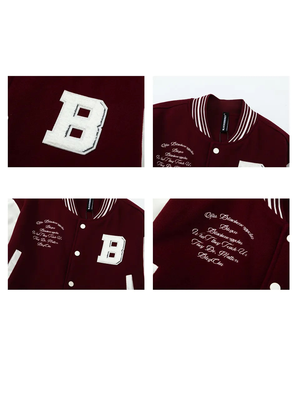 Women's Letter Patchwork Baseball Jacket with Stylish Details
