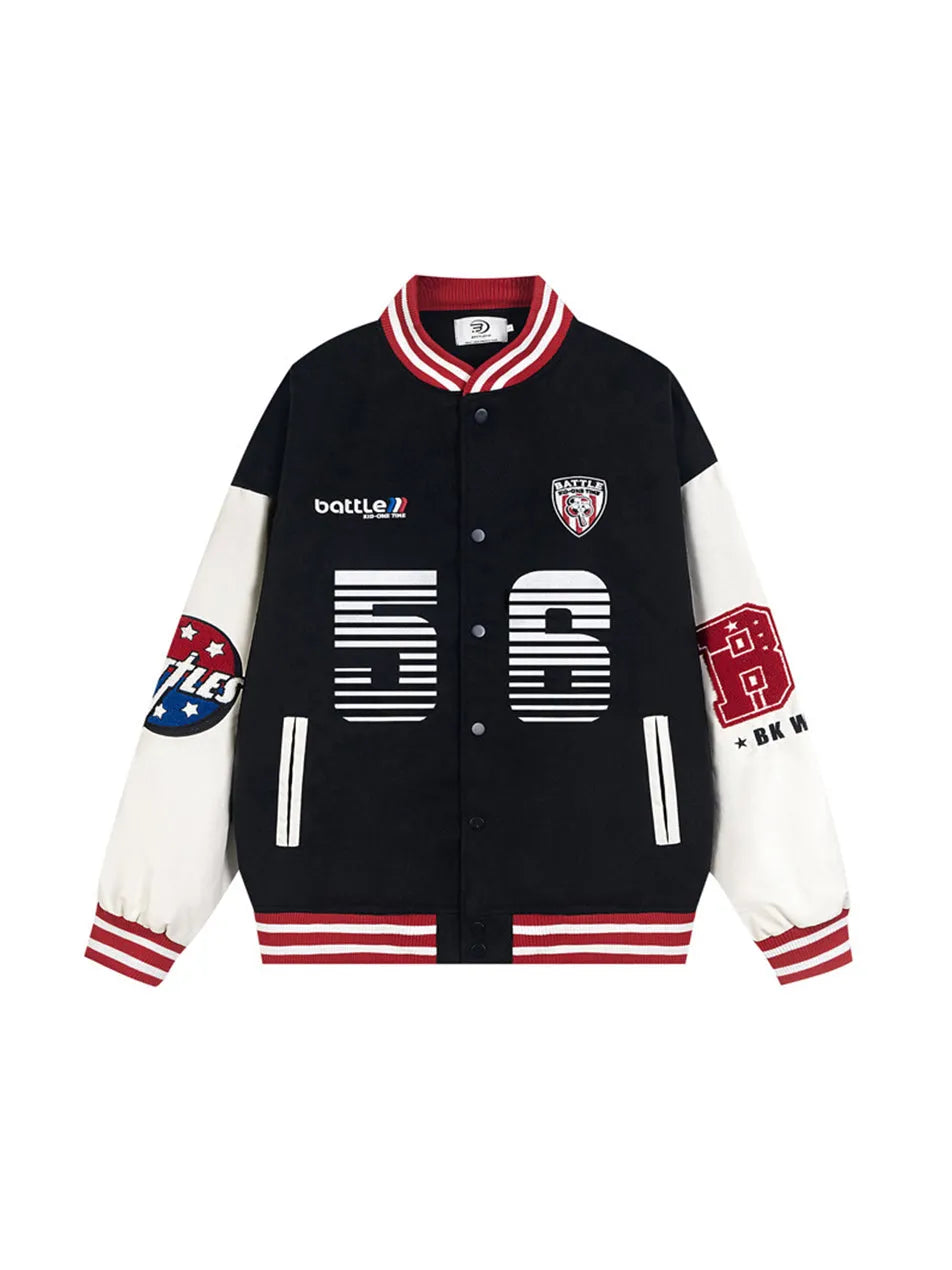 Letter Patchwork Element Baseball Jacket for Men
