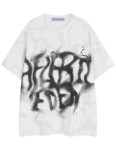 Mens Graphic Tee Shirts Oversized Baggy Loose Cotton T-Shirt Streetwear