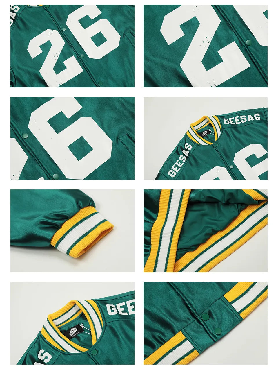 Shiny Letter Patchwork Element Baseball Jacket for Men