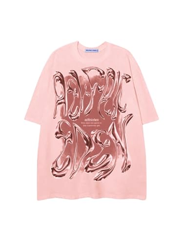 Metalic Graphic Tees Men Y2k Oversized T Shirts Women Vintage Tees Unisex Summer Tops