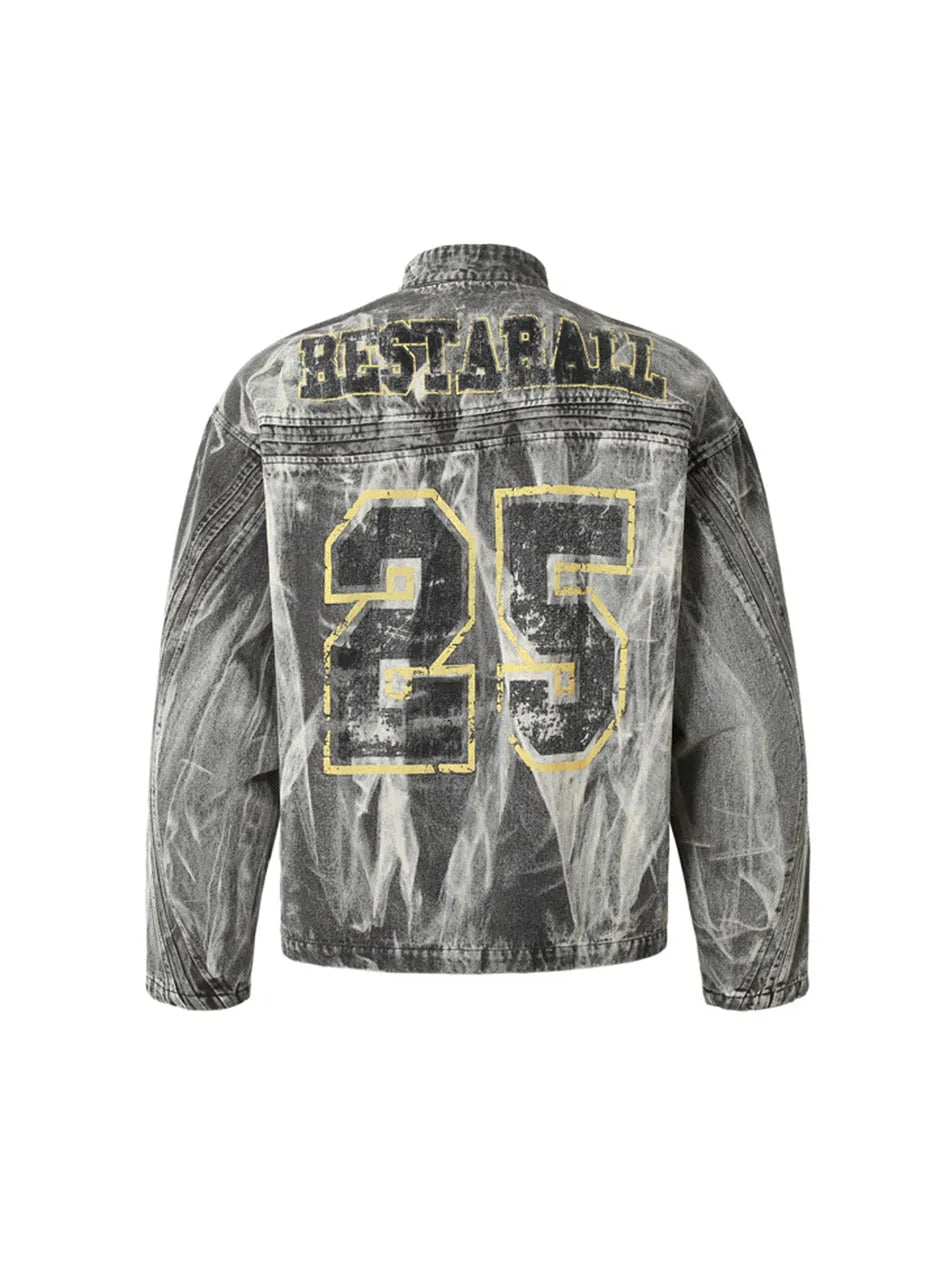 Vintage Wash Made Old Printed Jacket for Man