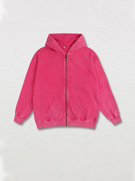 350g Vintage Wash Old Cotton Zip-up Hoodie